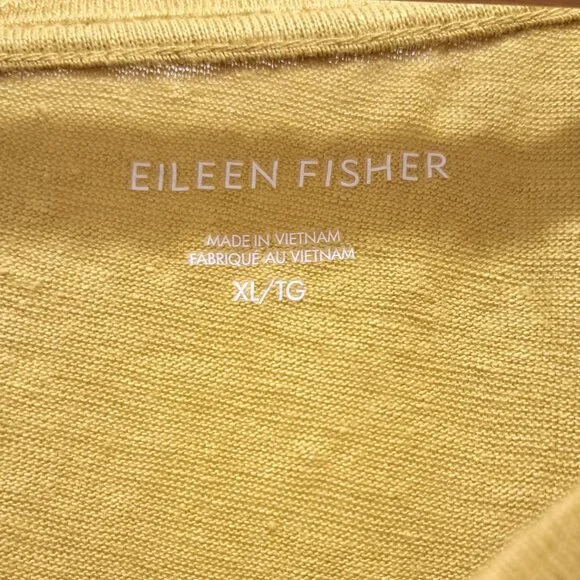 Eileen Fisher Organic Linen Jersey V-Neck Tee LemonDrop Size XL - Picture 7 of 8